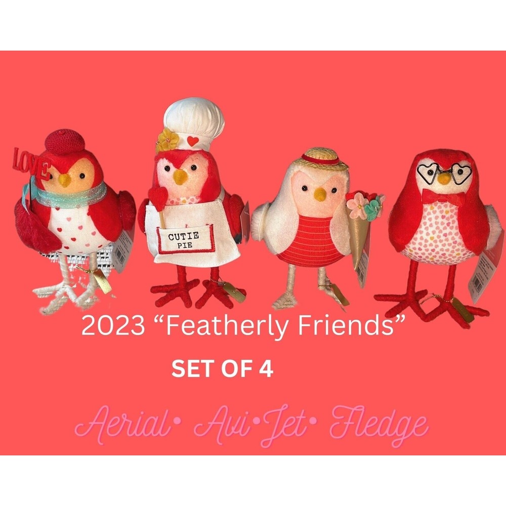Valentines Love Birds (Set Of 4) Feathery Friends. Collectible. Plush. Target23”
